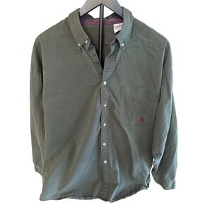 Zeidler & Zeidler Mens Large Olive Green Cotton Button Down Shirt Long Sleeve